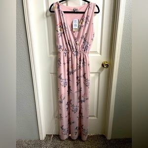 Lilly Rose mauve floral sleeveless long dress